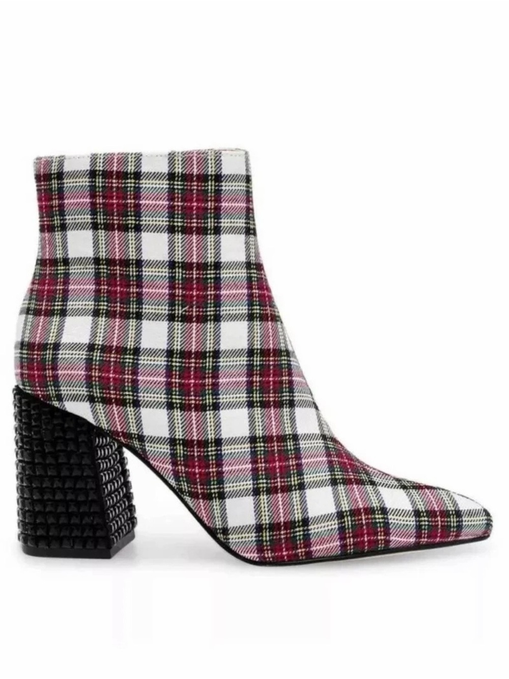 Brand new Betsey Johnson Plaid Pointed Toe Ankle Boot rhinestone heels 9.5